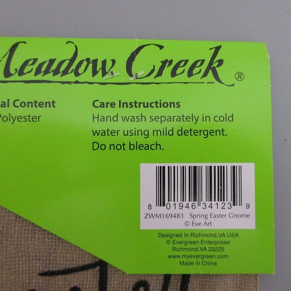 Meadow Creek Easter Spring Garden Flag Gnome Double Sided 12.5" x 18" Appliqued - Picture 3 of 5